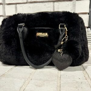 Rachel Roy Faux Black Fur Handbag